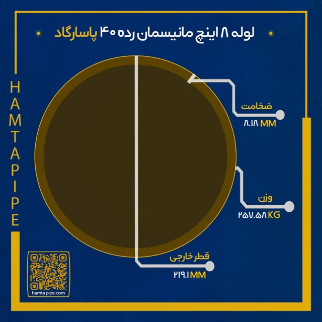 لوله 8 اینچ مانیسمان رده 40 پاسارگاد